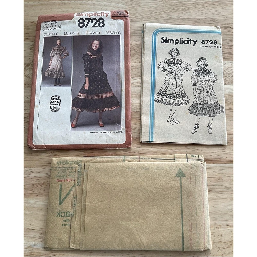 SIMPLICITY 8728 Junior & Misses' Petite 2-piece Dress Pattern In 2 Sizes 7, 9 JP